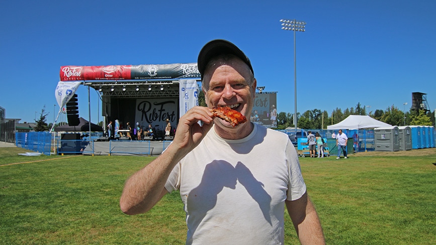 Eating at Ribfest Langley